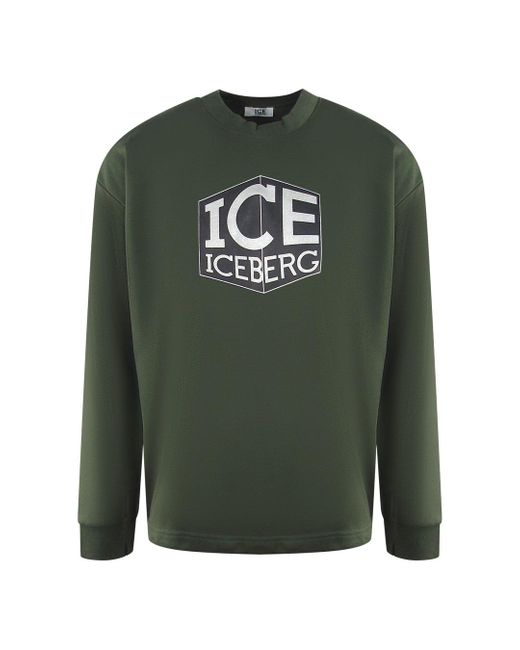 Ice Iceberg Green Cubed Logo Sweatshirt Cotton for men
