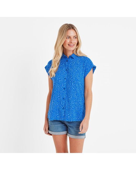 TOG24 Blue Alston Short Sleeve Shirt Mykonos Star Print Viscose
