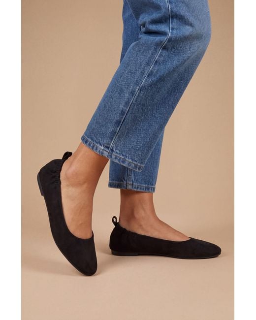 Good for the Sole Blue Julia Faux Suede Ruched Elasticated Ballet Pumps