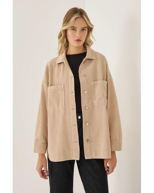 Hiccup Natural Oversized Velvet Shacket