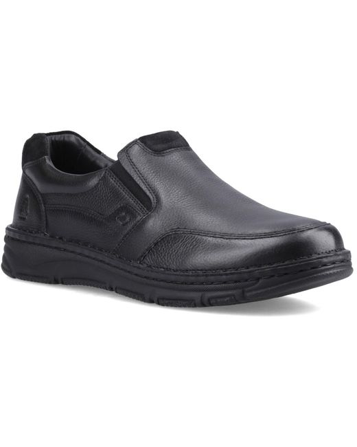 Hush Puppies Black Franco Slip On Leather Loafers for men