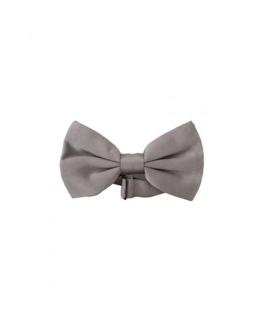 Dolce & Gabbana Gray 100% Silk Adjustable Neck Papillon Tie for men