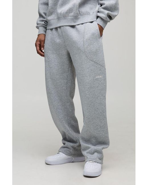 BoohooMAN Gray Relaxed Embroidery Detail Jogger for men