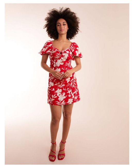 Blue Vanilla Red Ring Detail Milkmaid Mini Dress
