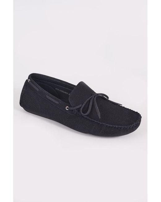 Brave Soul Blue Faux Suede Loafer Shoes for men