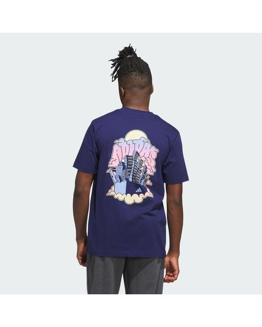 Adidas Blue 90'Lar Nostaljisi Şehir Grafikli Tişört for men