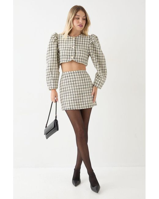 MissPap Multicolor Boucle Cropped Button Down Jacket