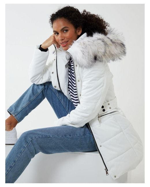 blue vanilla faux fur quilted coat