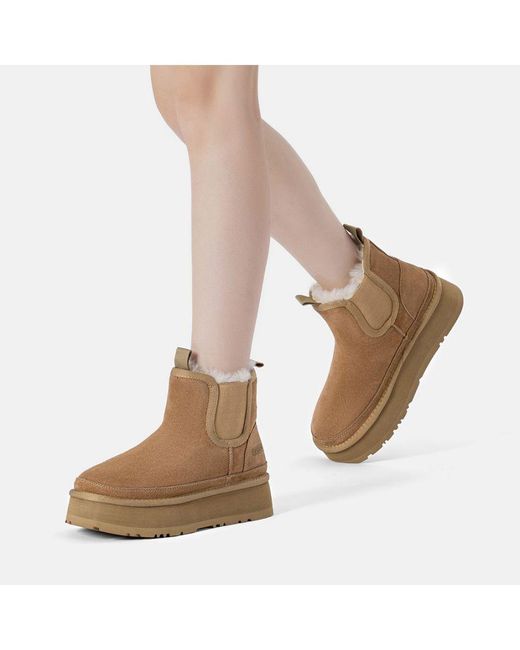 EverAu Australia Brown Ever Au Shoveler Leather Platform Short Chelsea Boots