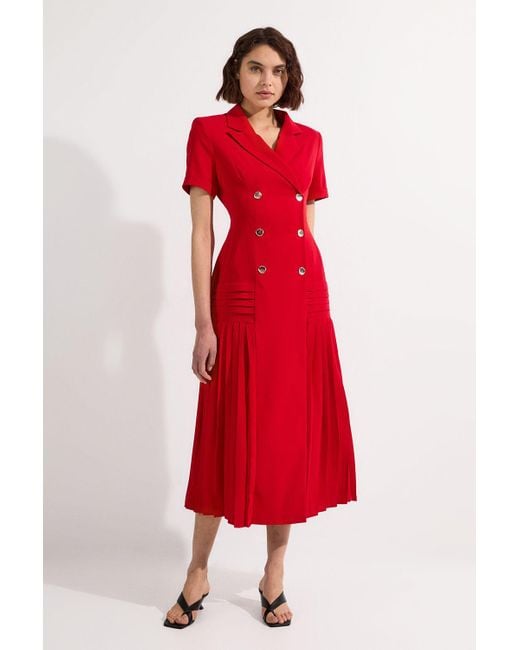 Karen Millen Pleated Tailored Midi Blazer Dress