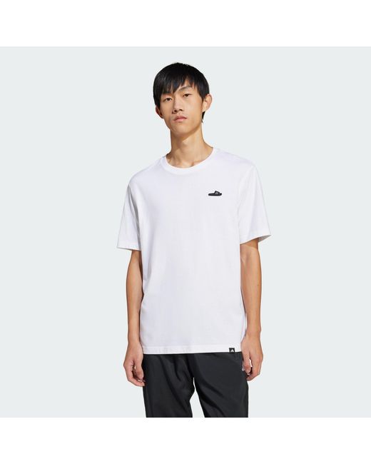 Adidas White Lounge Slide Graphic Tee for men