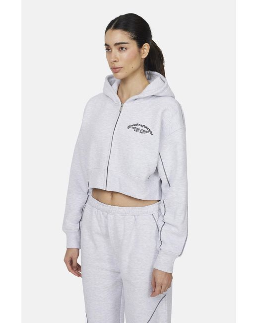 Good For Nothing White Cropped Zip Through Hoodie