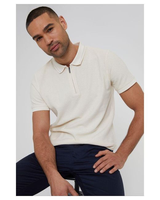 Threadbare Gray Pale 'Dune' Zip Collar Polo Shirt for men
