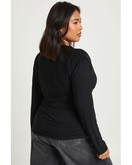Boohoo Black Plus Shoulder Pad Long Sleeve Top
