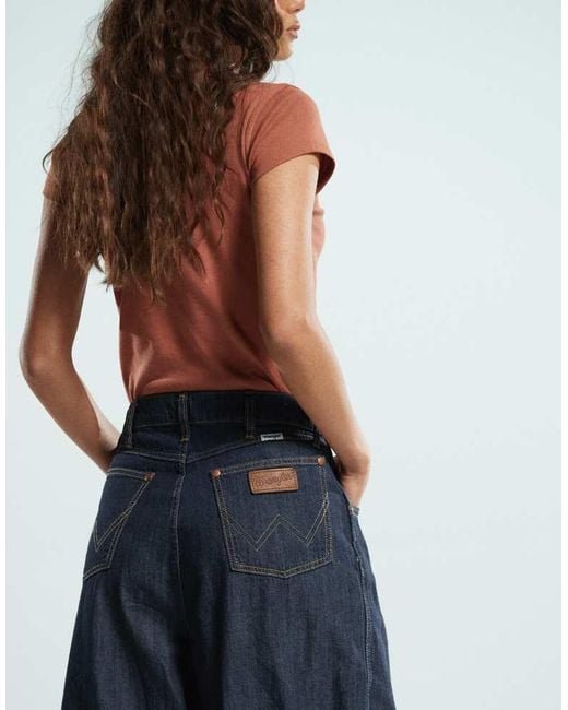 Wrangler Blue Co-Ord Denim Pleated Wide Leg Trouser