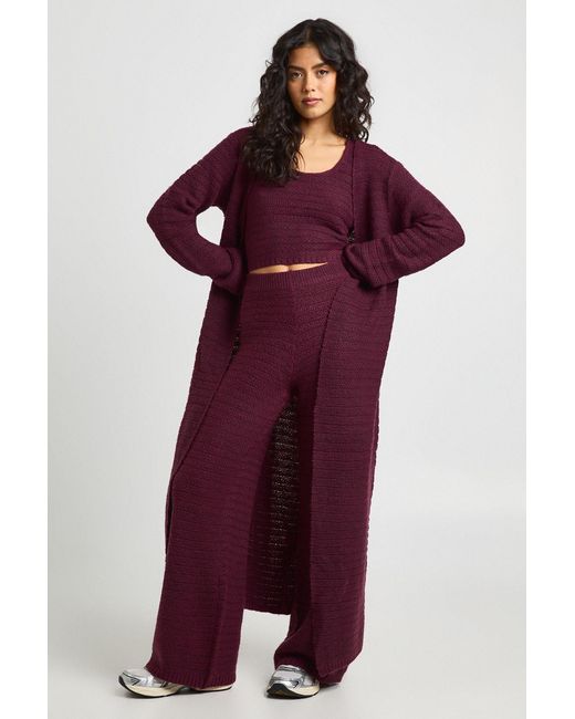 Boohoo Textured Knit Oversized Longline Knited Maxi Cardigan