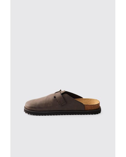 BoohooMAN Brown Bhm Initial Pu Skater Sole Mule for men