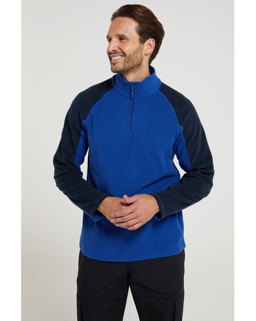 Mountain Warehouse Blue 'Ashbourne' Fleece Jacket Half Zip Mid Layer Sweater for men