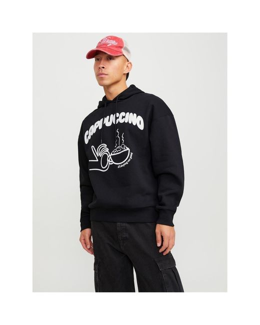 Jack & Jones Black And Oversize Fit Hooded Sweatshirt for men