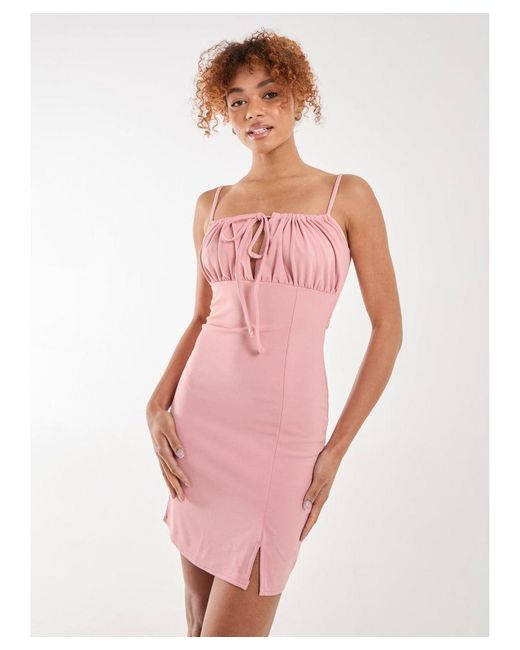 Pink Vanilla Pink Vanilla Gathered Tie Front Bodycon Dress