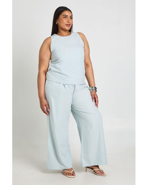Boohoo White Plus Drawstring Waist Wide Leg Trouser