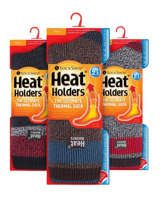 Heat Holders Blue 3 Pack Multipack Insulated Thermal Socks For Winter for men