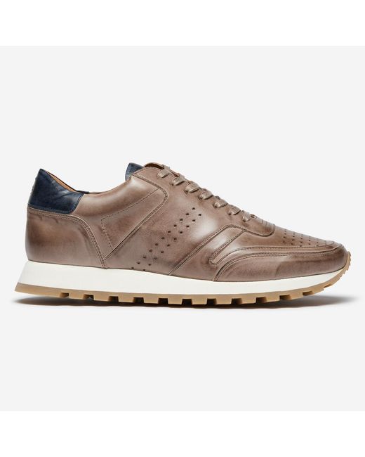 Oliver Sweeney Brown Hand Finished Calf Leather Retro Trainers for men