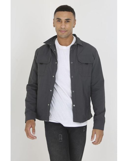 Brave Soul Gray 'Pearson' Lightweight Shacket Polyamide for men
