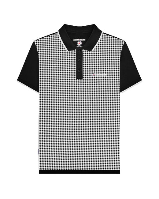 Lambretta Black Gingham All-Over Print Big & Tall Polo Shirt Cotton for men