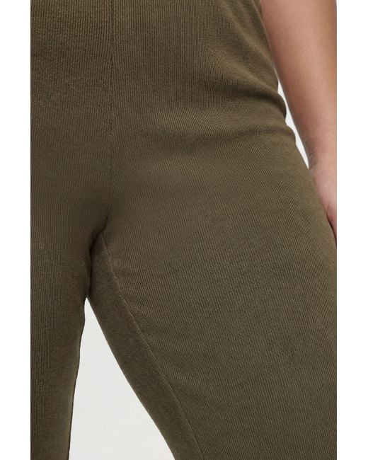 Boohoo Green Plus Rib Straight Leg Trouser