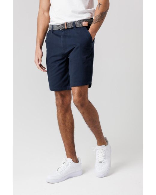 Tokyo Laundry Blue Cotton Twill Peached Shorts for men