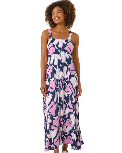 Roman White Floral Strappy Maxi Dress