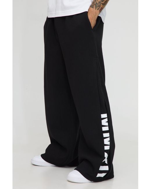 BoohooMAN Black Extreme Wide Leg Pleated Gusset Jogger for men