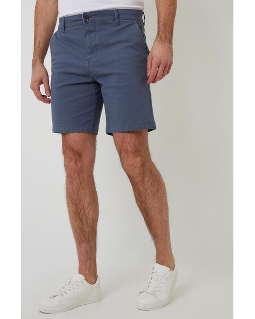Threadbare Blue Cotton Regular Fit Stretch Chino Shorts for men