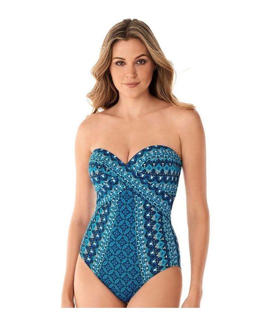 Miraclesuit Blue 6524197 Mosaica Seville Firm Control Swimsuit