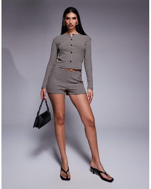 ASOS Gray Co-Ord Stripe Crew Neck Cardigan