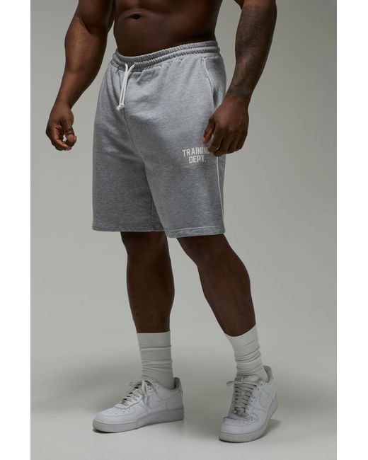 BoohooMAN Gray Training Dept Loose Fit 7Inch Piping Short for men