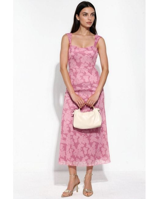 Hiccup Pink Patterned Maxi Dress With Heart Collar