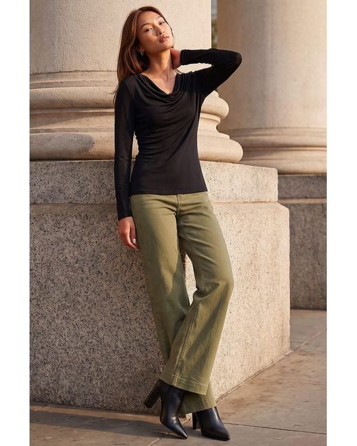 Roman Black Cowl Neck Top