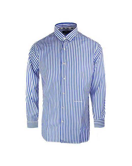 Aquascutum Blue Striped Pattern Long Sleeve Shirt Cotton for men