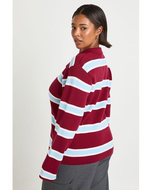 Boohoo Plus Collared Compact Knit Rugby Jumper