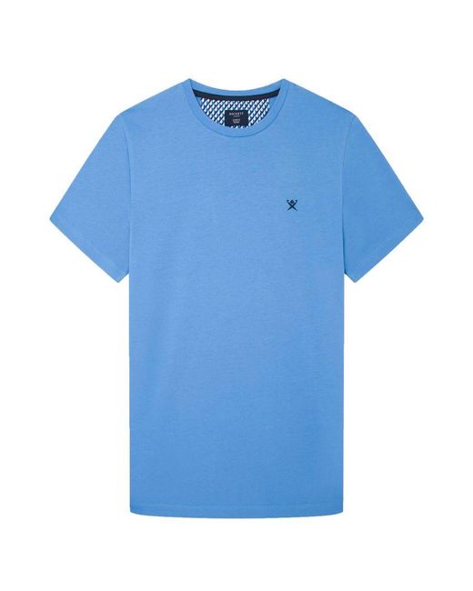 Hackett Blue Swim Trim Logo T Shirt Marina for men
