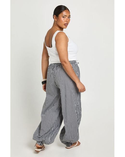 Boohoo Gray Plus Gingham Balloon Trouser