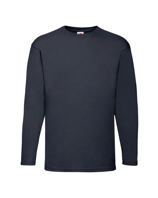 Fruit Of The Loom Blue Valueweight Long-Sleeved T-Shirt (Deep) for men