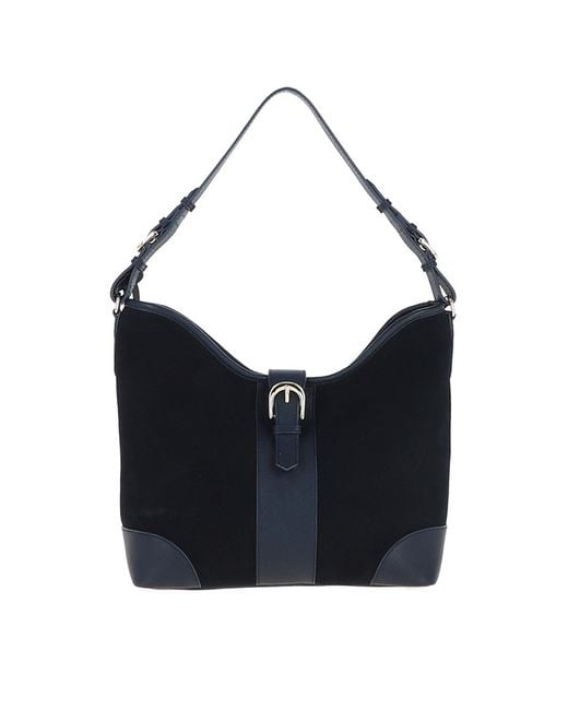 Ashwood Leather Blue 'Tesoro Toscano' Top Zip Soft Suede Shoulder Bag