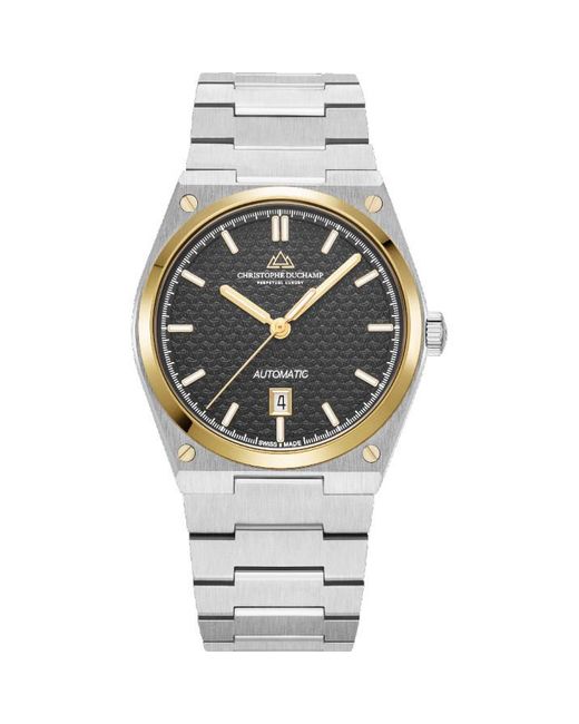 Christophe Duchamp Metallic Textured Dial With & Case And Strap for men