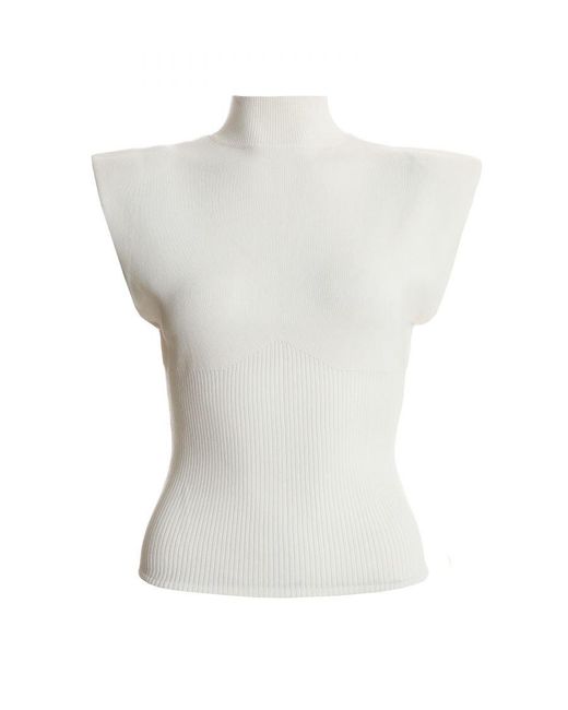 Quiz White Seamless Knitted Vest Viscose