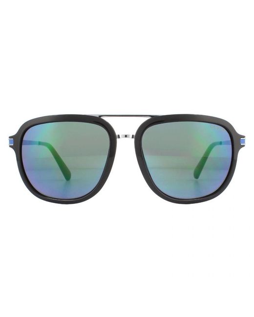 Guess Blue Aviator Shiny Mirror Sunglasses Metal for men
