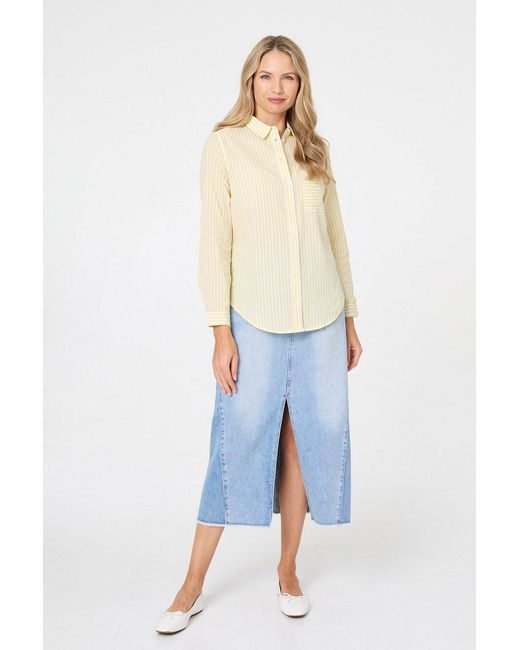 Izabel London Blue Striped Long Sleeve Shirt
