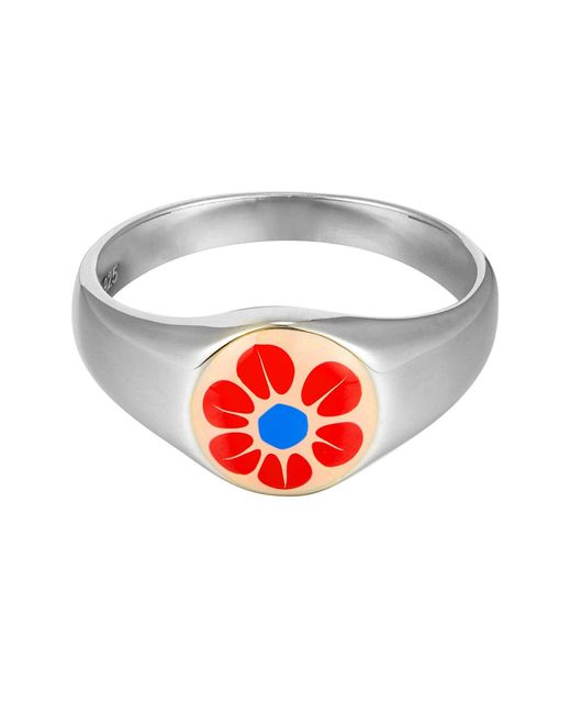 SEOL + GOLD Red Sterling Enamel Signet Ring